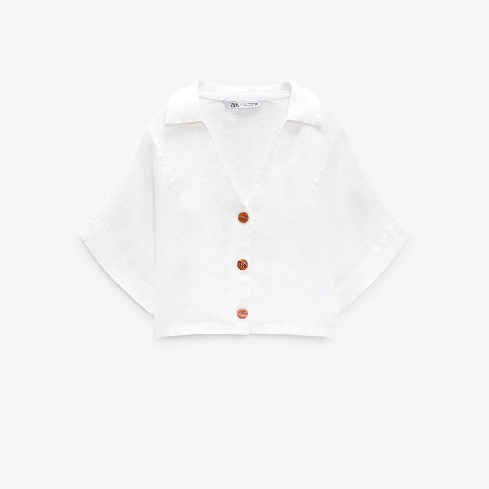Zara Cropped Linen Shirt